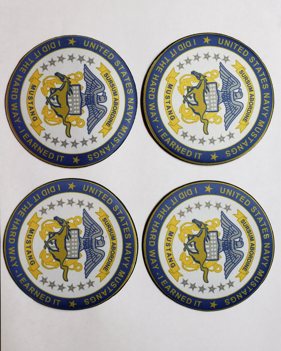 Set of four 4 inch Neoprene U.S. Navy Mustang Coasters – Mustang Loot