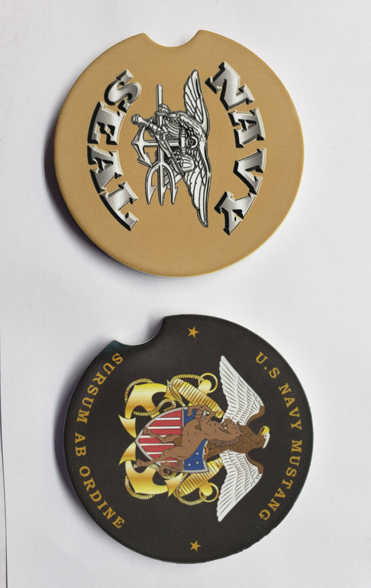 Custom U.S. Navy Mustang and Navy Seal Car Coaster – Mustang Loot