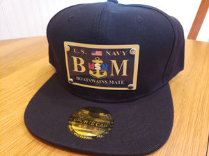 Custom Boatswains Mate Snap Back Hat in Black