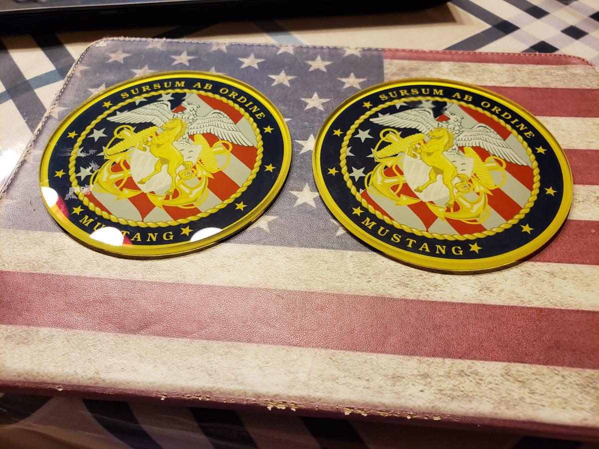 U.S. Navy Mustang Round Glass Coaster (Sets of Four and Sets of Two ...