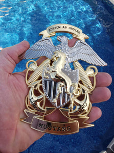 6 Inch Mustang Crest - Gold and Silver color