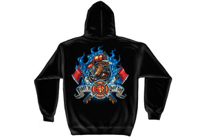 Firefighter Fire Dog First in Last out Hooded Sweatshirt