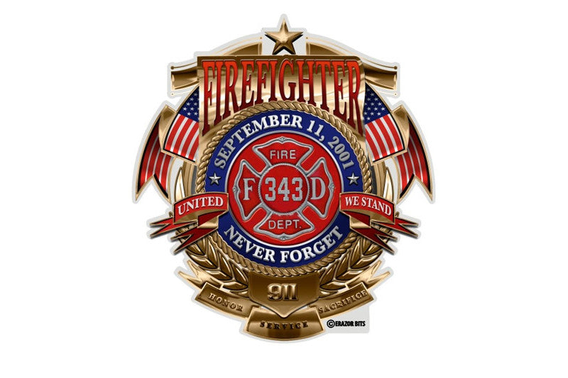 Firefighter Badge Of Honor Never Forget 9/11 Reflective Decal