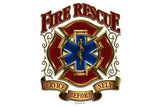 Fire Rescue Gold Shield Service Before Self Reflective Decal