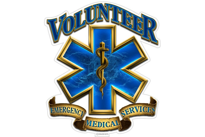 Volunteer Emergency Medical Services EMS Gold Shield Reflective Decal