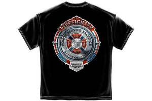 Fire Honor service Sacrifice Chrome Badge Short Sleeve T Shirt