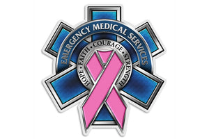 Emergency Medical Services EMS Race For A Cure Pink Ribbon Reflective Decal