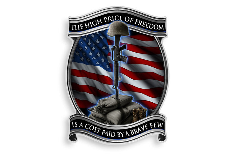 The High Price Of Freedom Is A Cost Paid For By A Brave Few. Solider Cross Reflective Decal