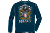 Navy Full Print Eagle Long Sleeve T-Shirt