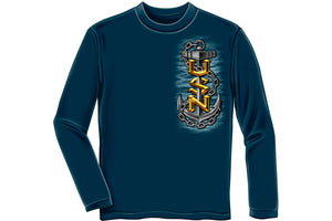 Navy Full Print Eagle Long Sleeve T-Shirt