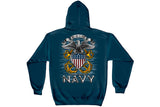 Navy Full Print Eagle Hooded Sweatshirt