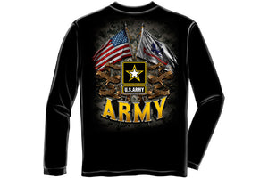 ARMY DOUBLE FLAG US ARMY BLACK Long Sleeve T-Shirt