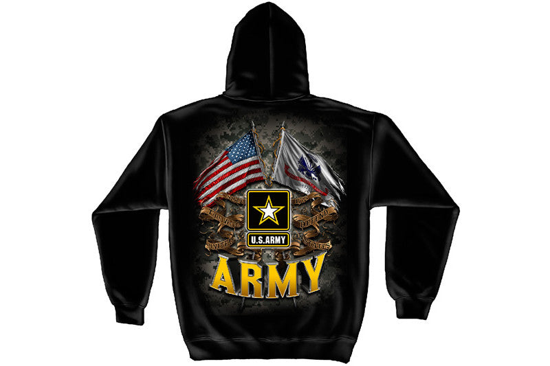 ARMY DOUBLE FLAG US ARMY BLACK Hooded Sweatshirt
