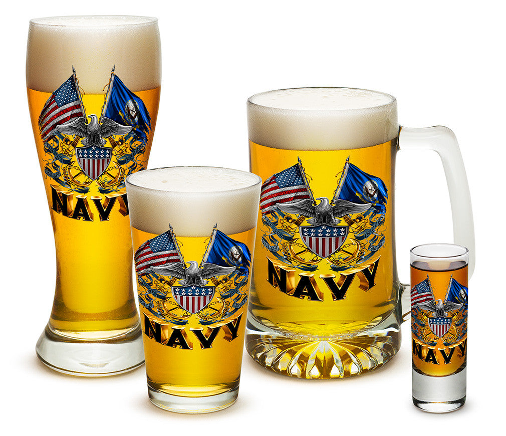 U.S. Navy Double Flag Eagle Glassware Set