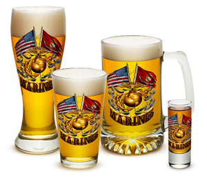 U. S. Marine Corps Double Flag Glassware Set