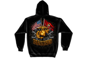 DOUBLE FLAG GOLD GLOBE MARINE CORPS Hooded Sweatshirt