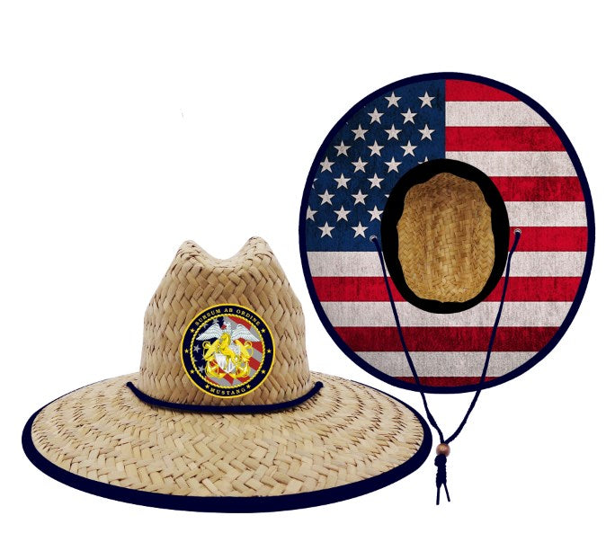 U.S. Navy Mustang Straw Hat with U.S. Flag