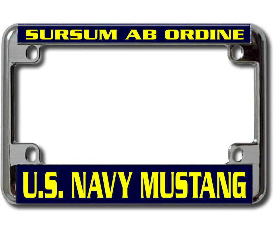 Chrome US NAVY MUSTANG Motorcycle License Plate Frame