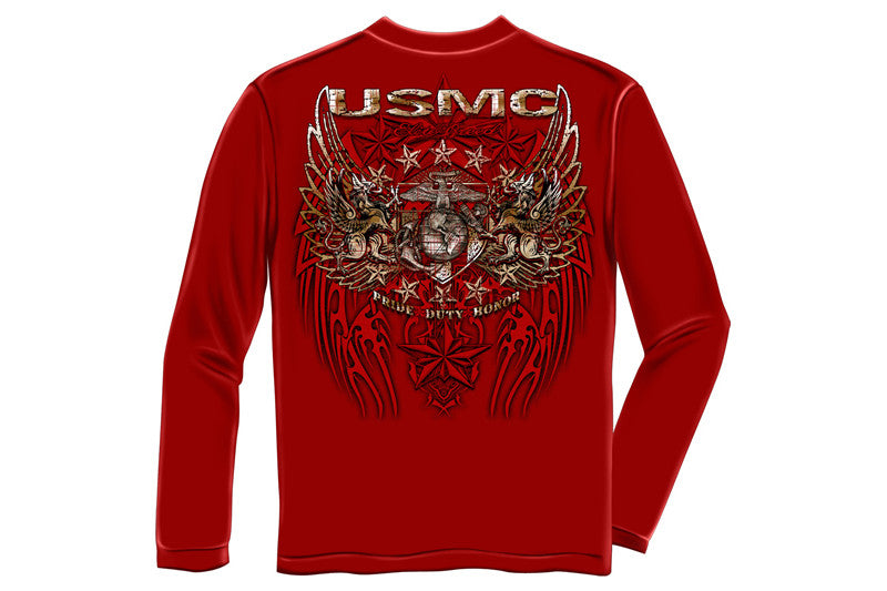 USMC PRID DUTY HONOR STARS FOIL STAMP Long Sleeve T-Shirt