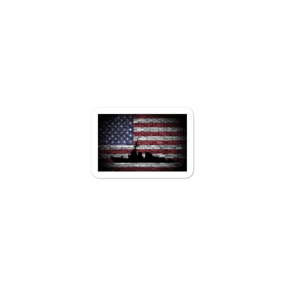 American Flag (Brick) with DDG Silhouette Bubble-free stickers