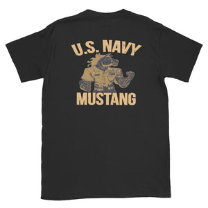 Navy Mustang Short-Sleeve Unisex T-Shirt - Black
